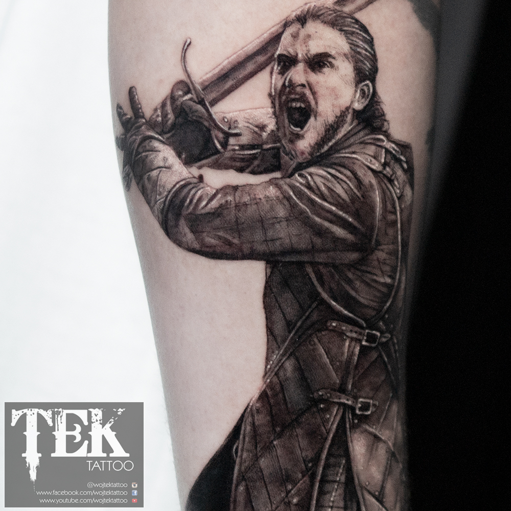 Jon Snow tattoo close-up
