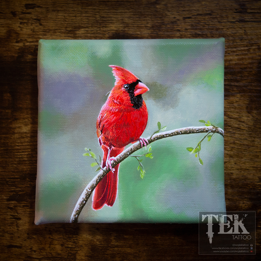 "The Cardinal", acrilic painting on linen