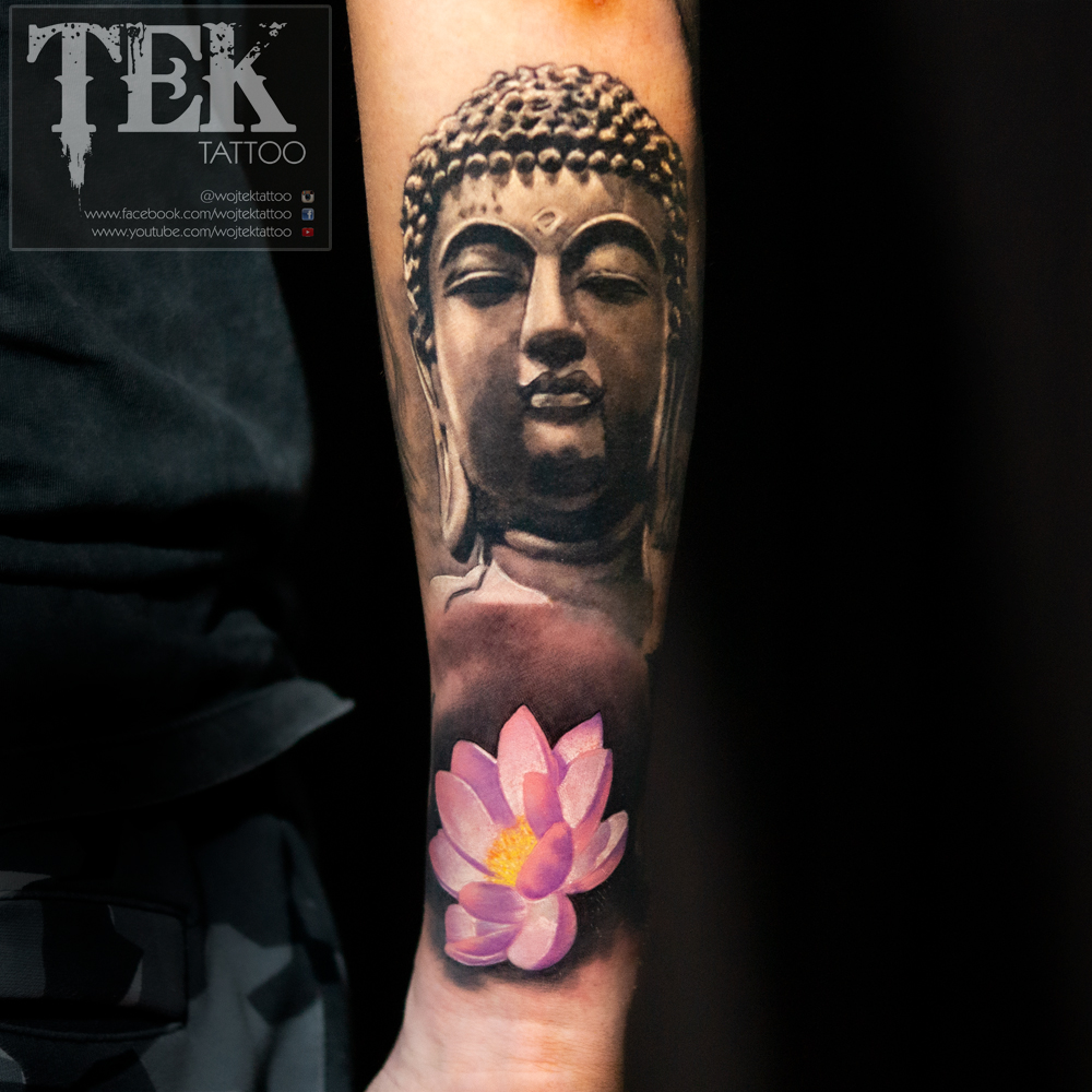 Buddha and lotus tattoo