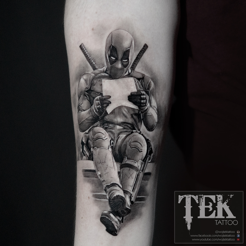 Forearm Deadpool tattoo