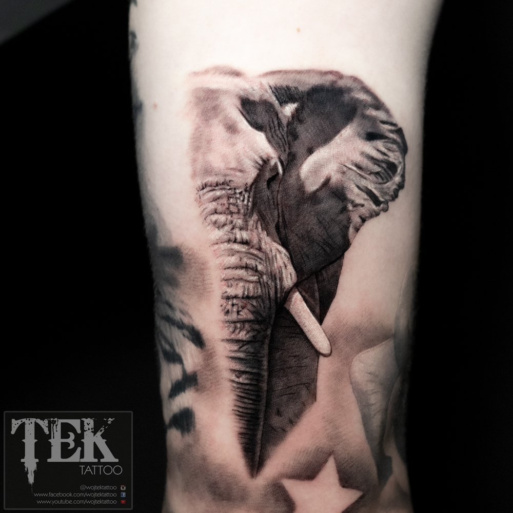 Half elephant gap filler tattoo
