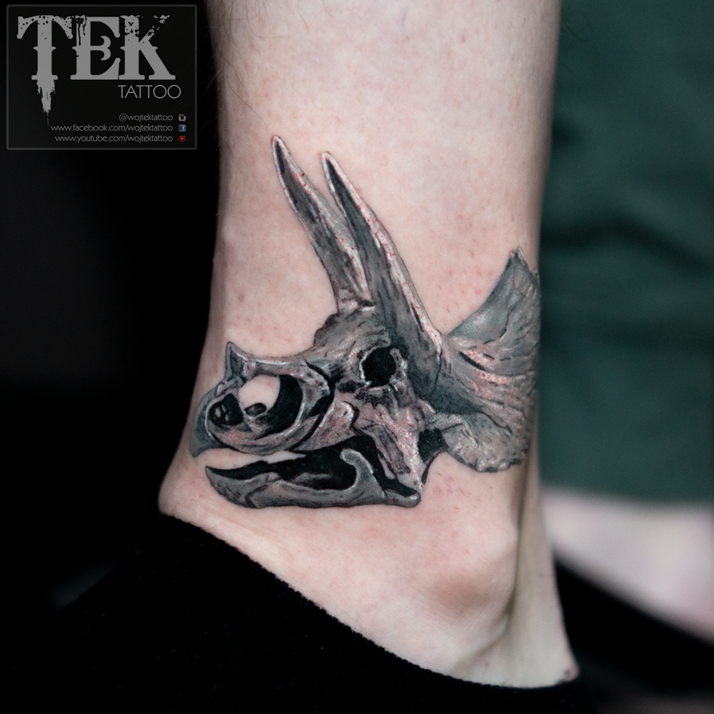 Little Triceratops skull tattoo