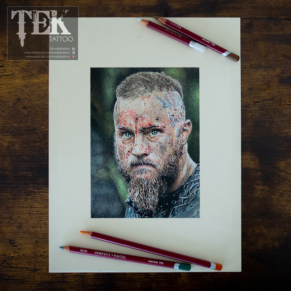 Ragnar Lothbrok, pastel portrait on paper